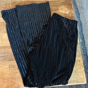 Reformation size M - NWOT black velour stripes, wide leg pants